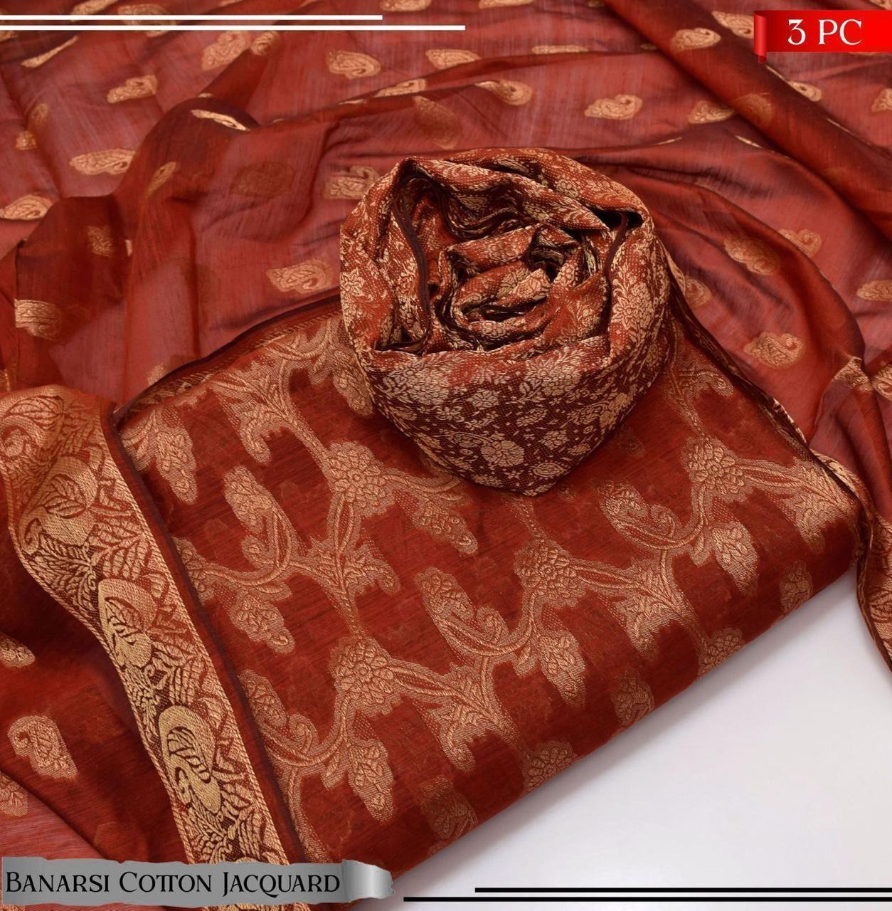 Cotton Banarsi Jacquard 3pc