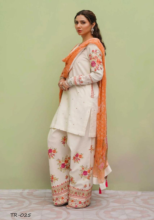 3-Piece Unstitched Embroidered Lawn Suit
